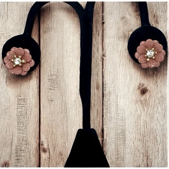 LC Lauren Conrad Gold Plated Pink Enamel Flower & Cubic Zirconia Stud Earrings - Picture 4 of 5